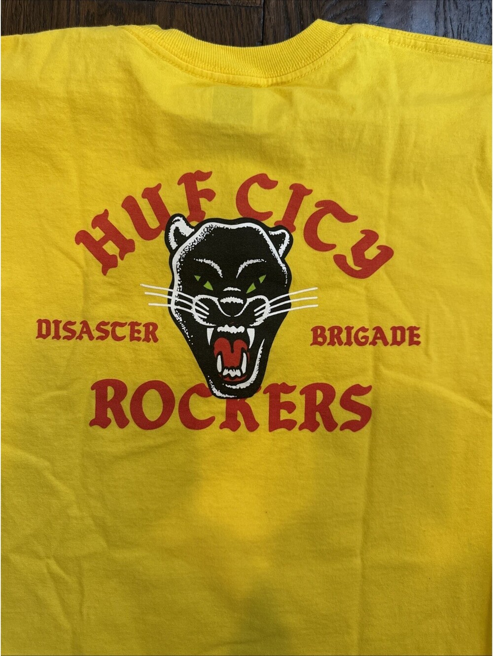 HUF City Rockers Disaster Brigade Panther Tee Medium Yellow Graphic Shirt Rare